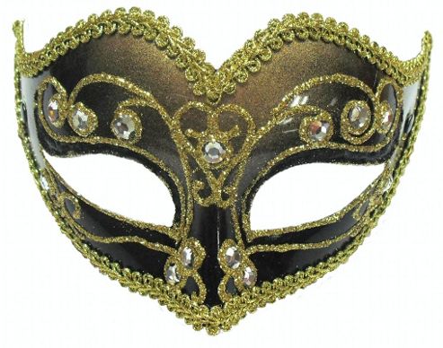 Image of Jewelled Party Mask Black/bronze On Headband