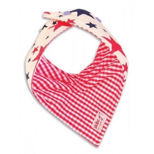 Image of Skibz Doublez Bandana Dribble Bib (red & Blue Stars/red Gingham)