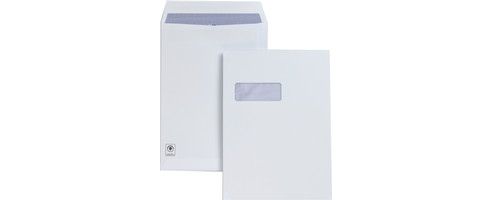 Image of Plus Fabric Envelopes Pocket Press Seal Window 120gsm C4 White [pack 250]