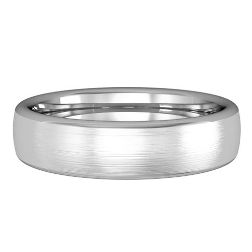 18ct White Gold 5mm Bombe Court Premium Brushed Wedding Ring