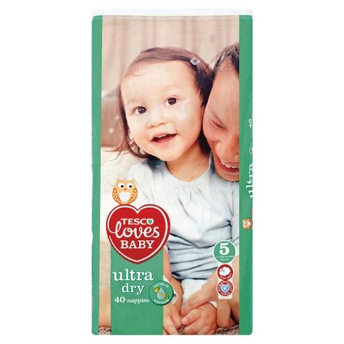 Image of Tesco Loves Baby Ultra Dry Size 5 Jnr Econ Pk 40
