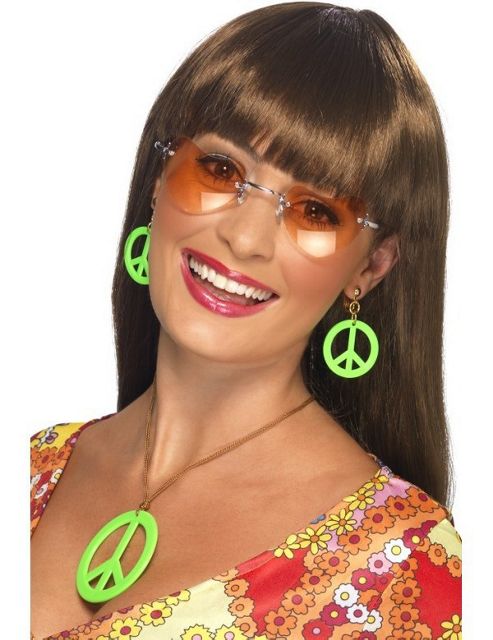 Image of Peace Sign Necklace & Earrings