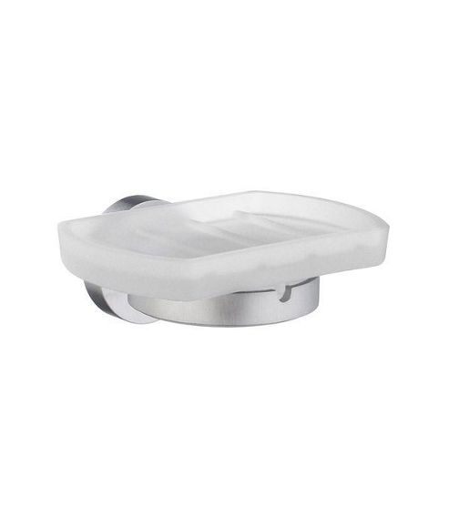 Image of Smedbo Home Holder With Frosted Glass Soap Dish - Brushed Chrome