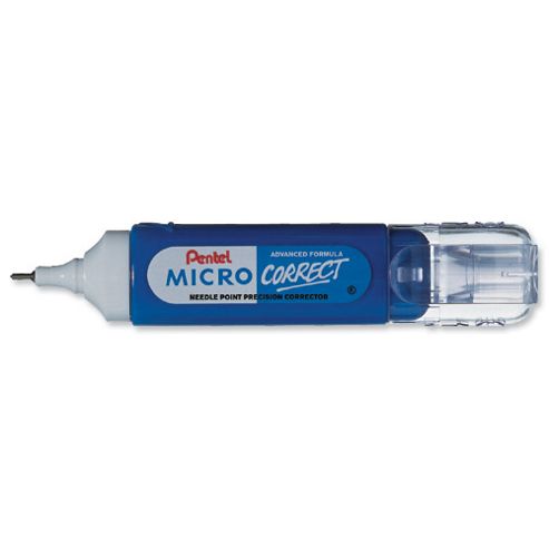 Image of Pentel Micro Correct Correction Fluid Pen Needle Point Precision Tip 12ml Fine Ref Zl31-w [pack 12]