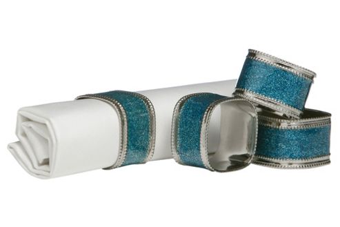 Image of Premier Housewares 3cm Nickel Plated Napkin Rings (set Of 4) - Turquoise
