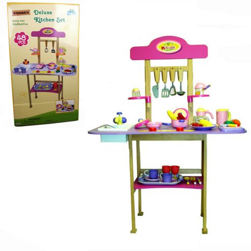 Image of Parkfield Wooden Deluxe Play Kitchen 48 Piece Set