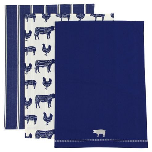 Image of Tesco Farmyard Animals Tea Towels, 3 Pack