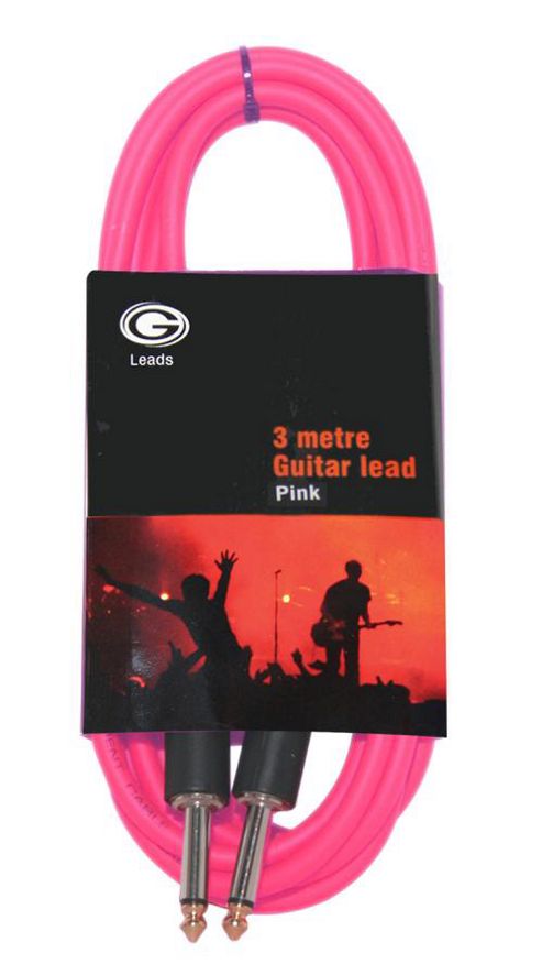 Image of Rockburn 10ft (3metre) Guitar Lead - Pink