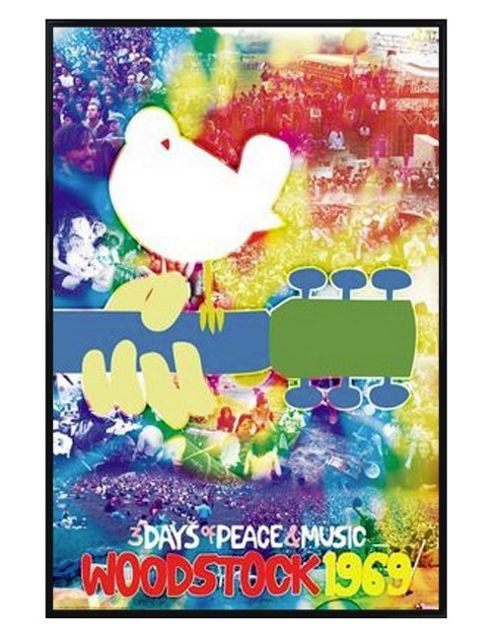 Image of Gloss Black Framed Woodstock 1969 3 Days Of Peace & Music Poster