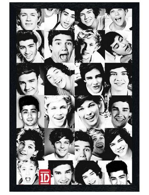 Image of Black Wooden Framed One Direction Collage Poster