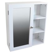 Single Mirror Door White Cabinet with side shelves