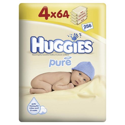 Image of Huggies Pure Baby Wipes - Quads - 256 Pack