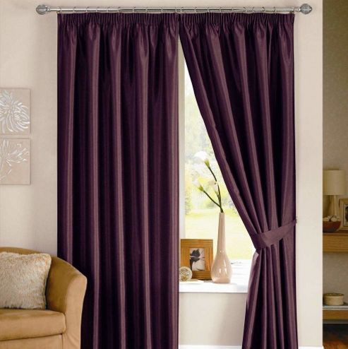 Image of Dreams N Drapes Java Eyelet Lined Curtain - 167.64cm X 137.16cm - Aubergine