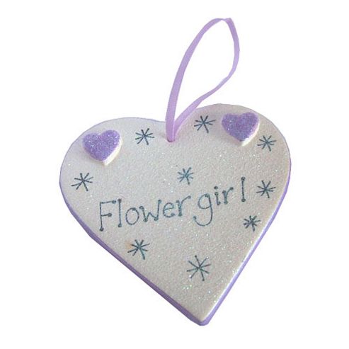 Image of Flower Girl Lilac Sparkle Heart Wedding Keepsake Large