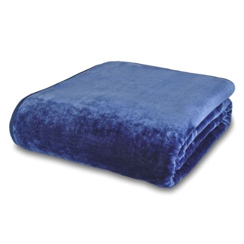 Image of Catherine Lansfield Home Plain Raschel Navy Throw - Large