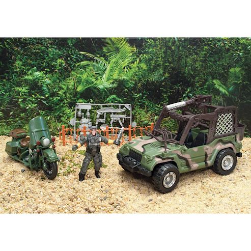 Image of Stealth Force Soldier In Action Set - Special Weapons And Tactics With Motorbike