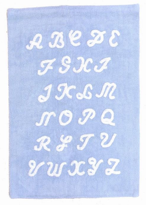 Image of Lorena Canals Abc Blue Children's Rug - 120 Cm W X 160 Cm D (3 Ft 11 In X 5 Ft 3 In)