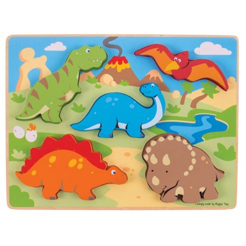 Image of Bigjigs Toys Bj332 Chunky Lift Out Dinosaurs Puzzle