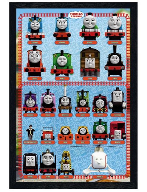 Image of Black Wooden Framed Thomas The Tank Engine Thomas & Friends Poster