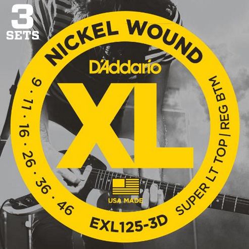 Image of D'addario Exl125 (9-46) Electric Guitar Strings 3-pack