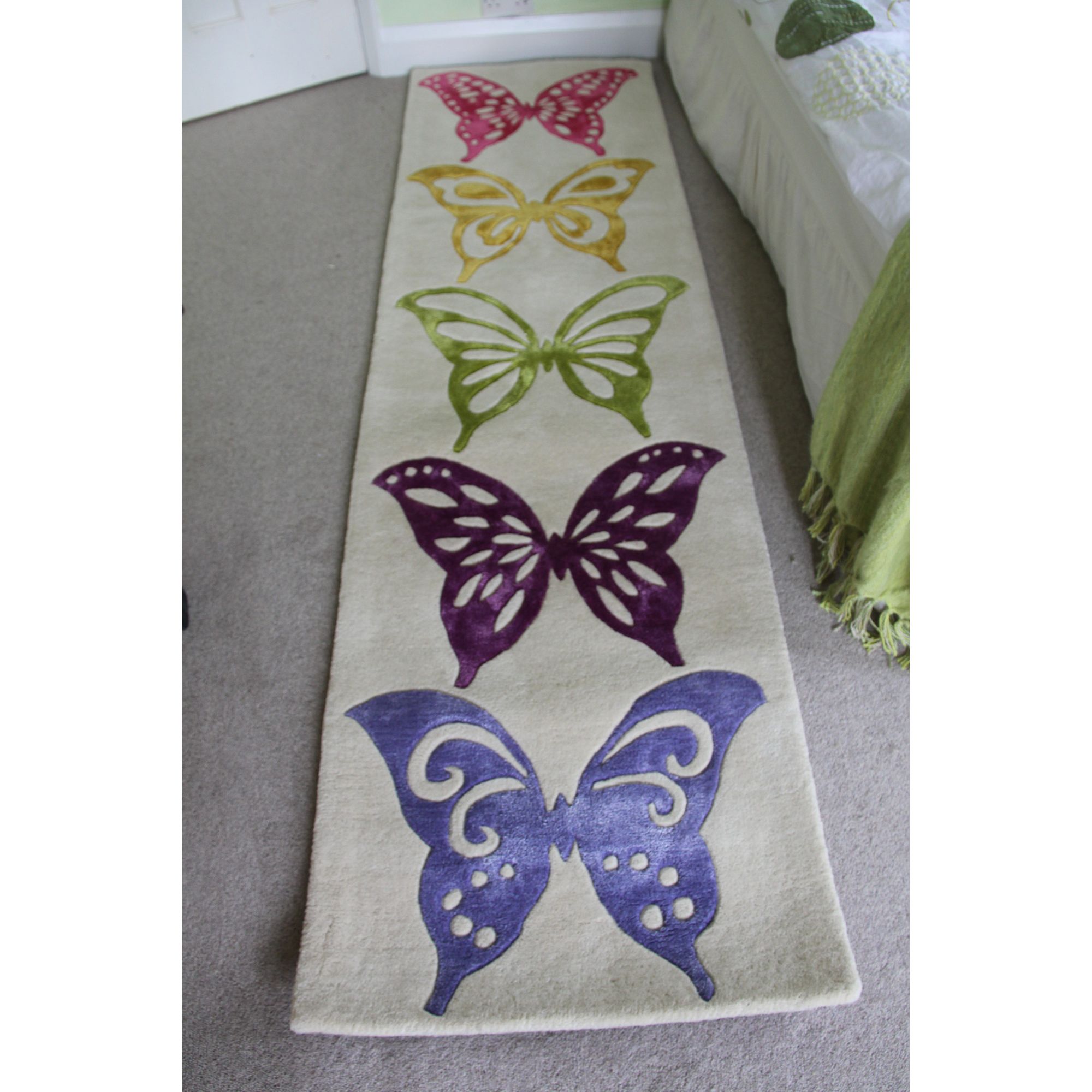 Anna V Rugs Love Butterflies Novelty Runner Rug - Runner 65cm x 244cm at Tesco Direct