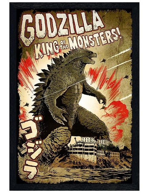 Image of Black Wooden Framed Godzilla King Of The Monsters Poster