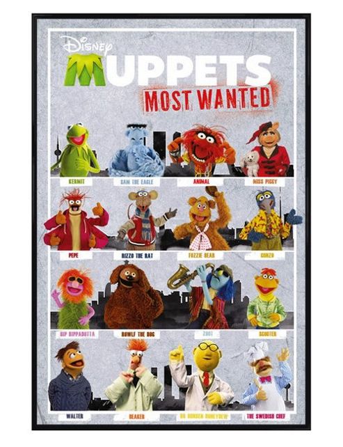 Image of Gloss Black Framed Disney's The Muppets Most Wanted Poster