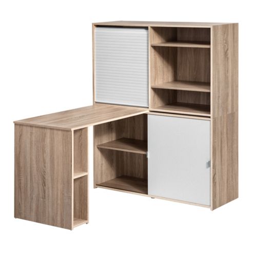 Image of Maja- M--bel Writing Desk With Shelf And 2 Door - Sonoma-oak / White