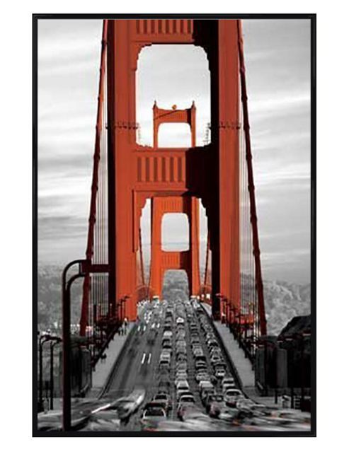 Image of San Francisco Gloss Black Framed Golden Gate Bridge Poster