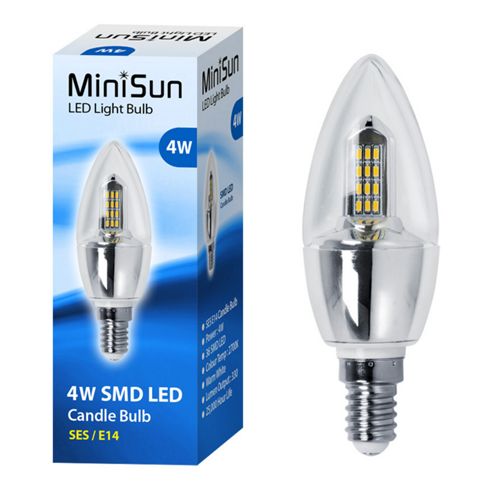 Image of Minisun 4w Smd Led (40w Equivalent) Ses E14 Candle Light Bulb
