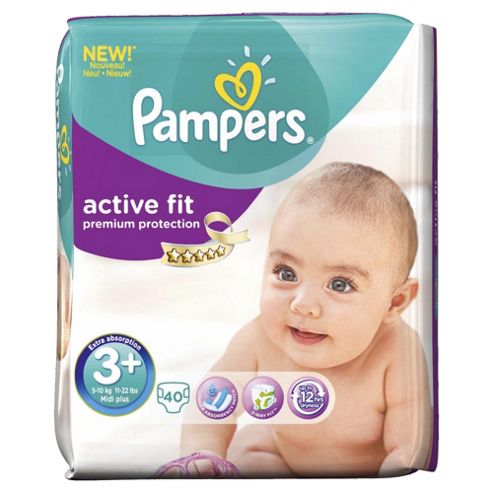 Image of Pampers Active Fit Size 3+ Essential Pack - 40 Nappies