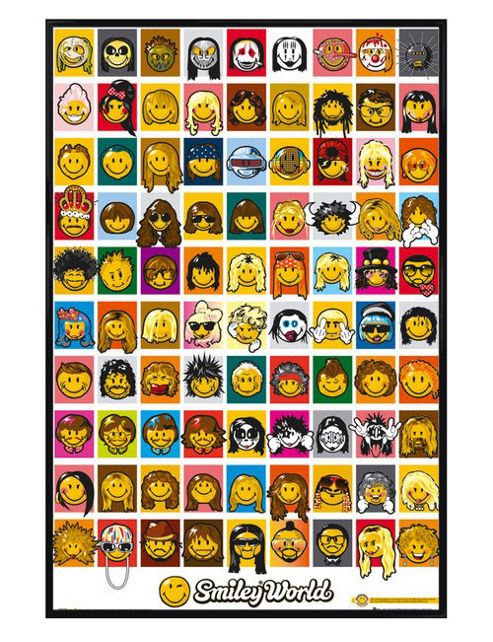 Image of Smile Gloss Black Framed Ninety Smilies Poster