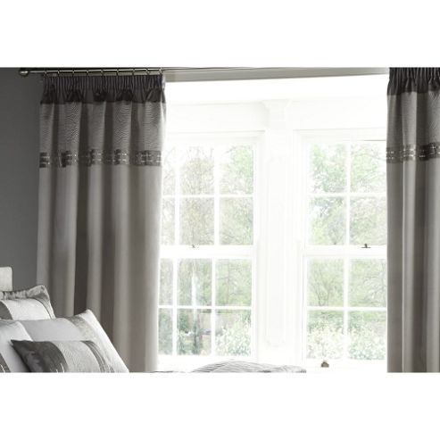 Image of Catherine Lansfield Home Signature Silver Gatsby Curtains