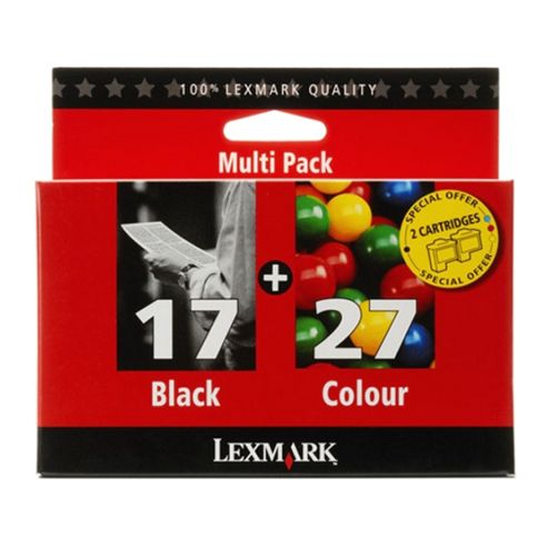 Image of Lexmark Combo Pack Colour No 17 Plus 27 Print Cartridges