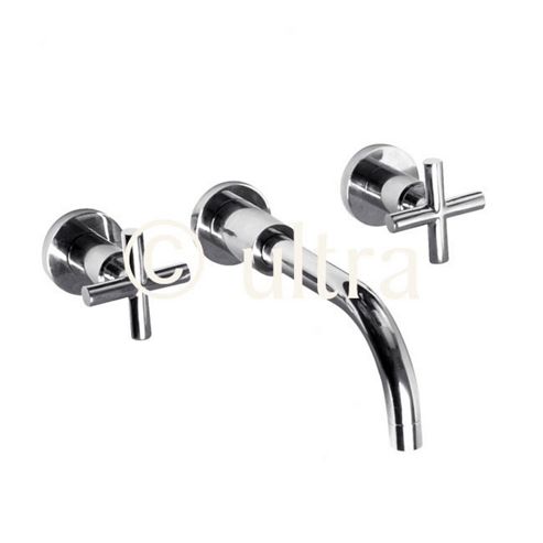 Image of Ultra Helix Crosshead Wall Mounted Basin Mixer In Chrome