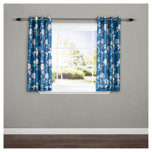 Image of Silhouette Lined Eyelet Curtains W117xl137cm (46x54") - - Teal