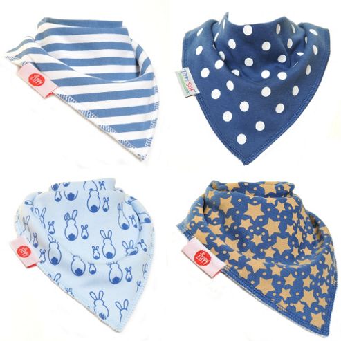 Image of Zippy Stylish Blues Bandana Dribble Bibs, 4 Pack, One Size