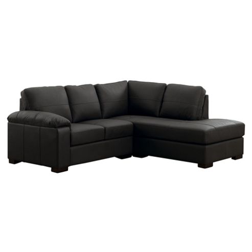 Image of Ashmore Leather Corner Sofa Black Right Hand Facing