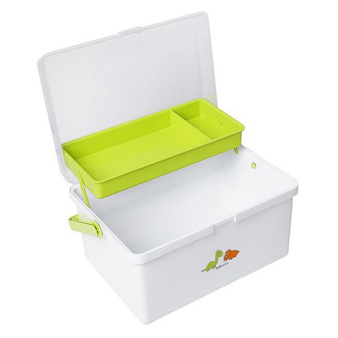 Image of Safetots Dinosaur Baby Box Organiser White Lime