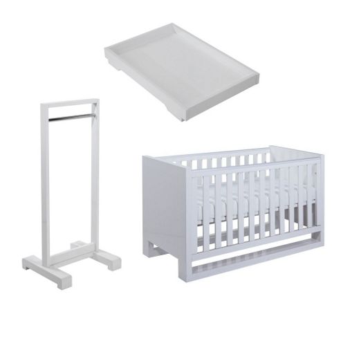 Image of Tutti Bambini Rimini 'essentials' Bundle (cot, Hanging Rail, Cot Top Changer, Mattress) - High Gloss White Finish