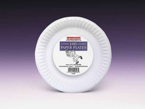 Image of Caroline T1409 Paper Plates White 7in X100