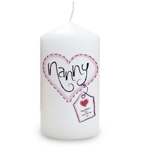Image of Personalised Heart Stitch Nanny Candle