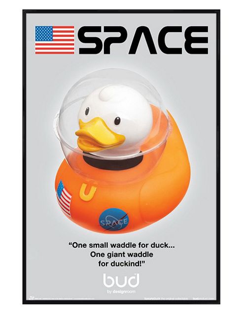 Image of Bud Ducks Gloss Black Framed Space Duck Poster