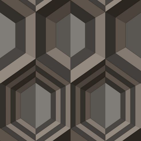 Image of Muriva Hexagon Wallpaper - Charcoal
