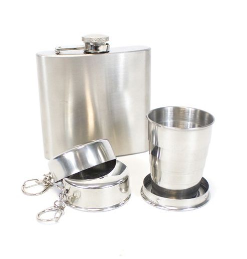 Image of Yellowstone Hip Flask And Packable Cup Set Silver