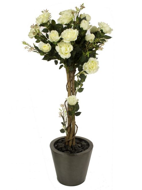 Image of Artificial 4ft Cream Rose Tree