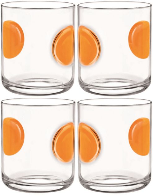 Image of Bormioli Rocco Giove Water Tumbler Glasses - Set Of 4 - Orange - 310ml
