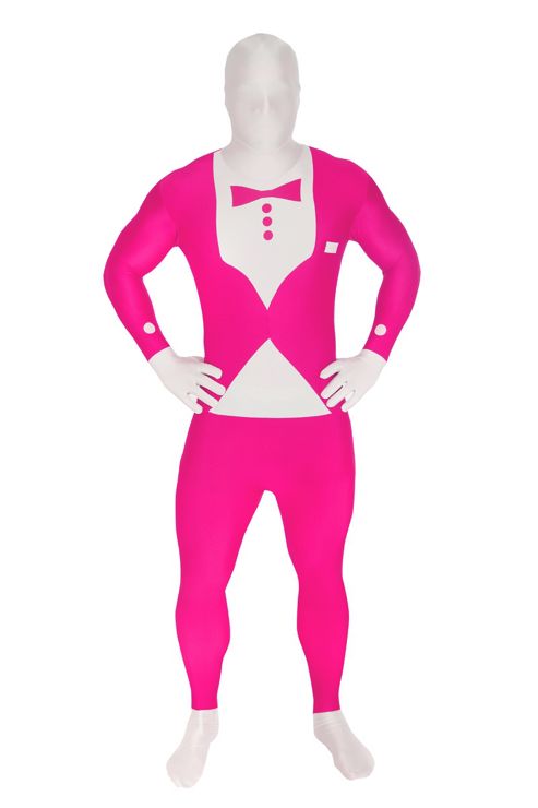 Image of Morphsuit Tuxedo Pink Glow - Adult Costume Size: 42-44