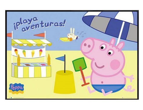 Image of Gloss Black Framed Peppa Pig Holidaying In Spain Poster