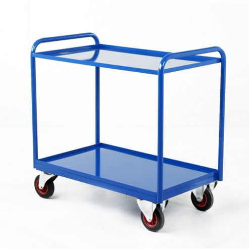 Image of Industrial Three Tray Trolley With Timber Panel Trays
